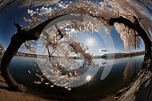 Cherry blossoms Wide angle: Use a wide angle lens to capture the overall scene of cherry blossoms