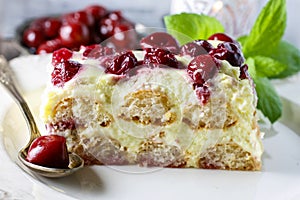 Cherry cake with lady finger biscuits