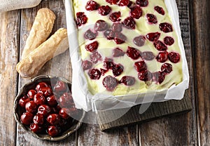 Cherry cake with lady finger biscuits