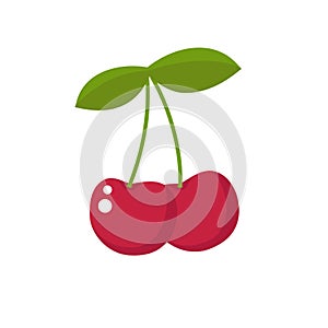 Cherry cartoon, simple design. Cherries icon clipart.