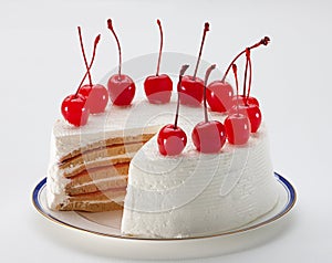 Cherry cheesecake isolated