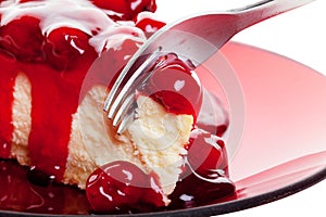 Cherry Cheesecake with Fork photo