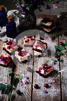 Cherry cheesecake swirl brownies.style rustic