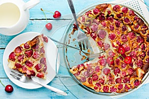 Cherry clafouti - traditional french sweet fruit dessert