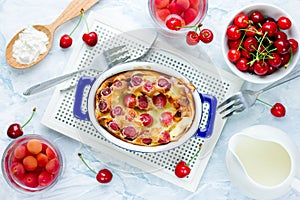 Cherry clafouti - traditional french sweet fruit dessert clafoutis