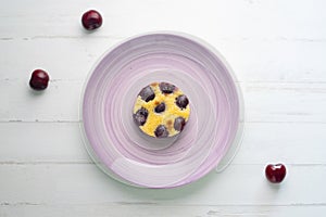 Cherry clafoutis is a baked French fruit dessert