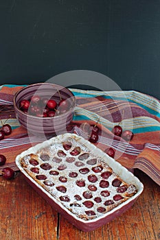 Cherry Clafoutis with powdered sugar