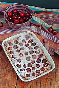 Cherry Clafoutis with powdered sugar