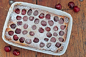 Cherry Clafoutis with powdered sugar