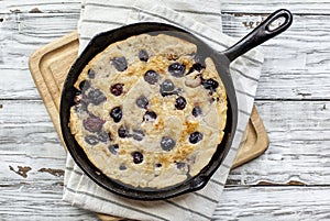 Cherry Cobbler Baked in Cast Iron Pan