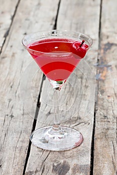 Cherry cocktail in martini glass