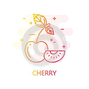 Cherry in color line style. Vector icon