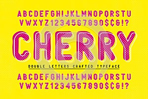 Cherry condensed display font popart design, alphabet