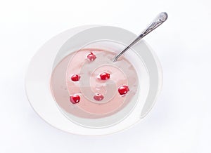 Cherry cream soup on white