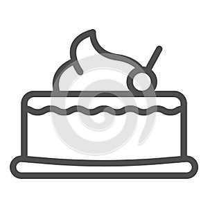 Cherry cupcake line icon. Cake with cherry vector illustration isolated on white. Sweet outline style design, designed
