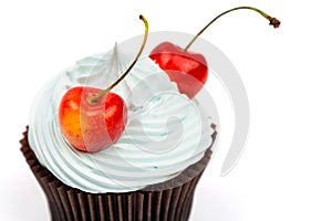 Cherry on cupcake, selective focus