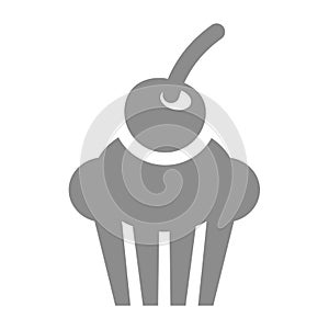 Cherry cupcake vector icon