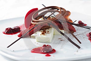 Cherry dessert with chocolate