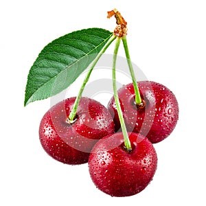 Cherry with drops isolated