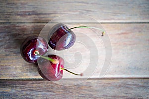 Cherry fresh berry fruit sweet juicy on wood table