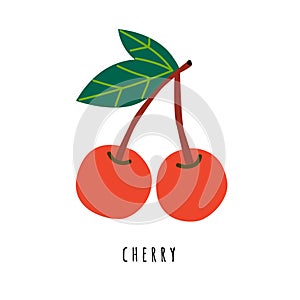 Cherry fruit flat vector illustration