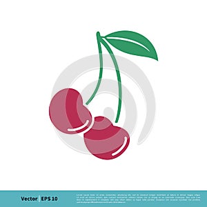 Cherry Fruit Icon Vector Logo Template Illustration Design. Vector EPS 10