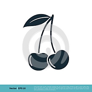 Cherry Fruit Icon Vector Logo Template Illustration Design. Vector EPS 10
