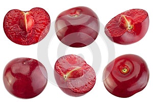 Cherry fruit isolated collection on white