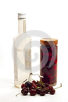 Cherry fruit worked and put in alcohol