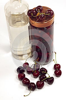 Cherry fruit worked and put in alcohol