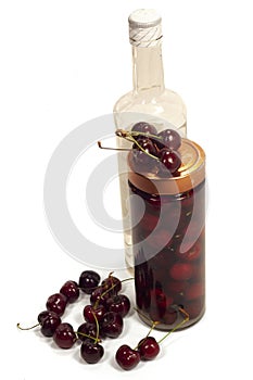 Cherry fruit worked and put in alcohol