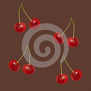 Cherry fruits on a brown background
