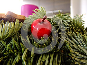 Cherry in Gelatin is glued to a Christmas Wreath