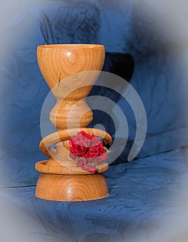 Cherry Goblet with Captive Rings and a Red Rose