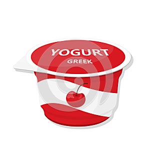 Cherry greek yogurt cartoon illustration