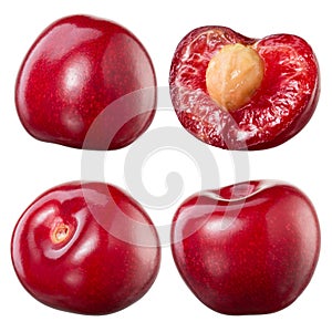 Cherry and a half isolated on white background. Collection
