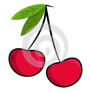 Cherry icon. Vector illustration. Isolated on white background.