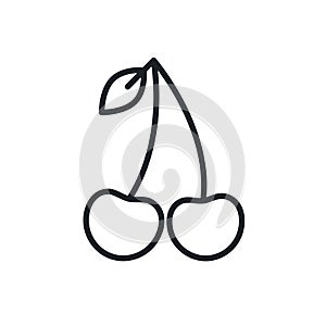 Cherry icon. Vector linear icon, contour, shape, outline isolated on a white background. Thin line. Modern minimalistic