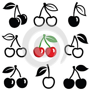 Cherry vector icon illustration