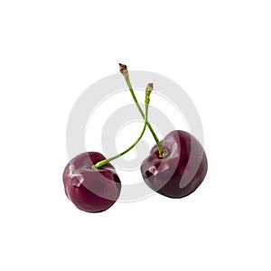 Cherry isolated. Cherry on white. Cherries. With clipping path. Juicy berry