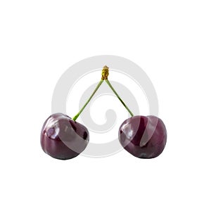 Cherry isolated. Cherry on white. Cherries. With clipping path. Juicy berry