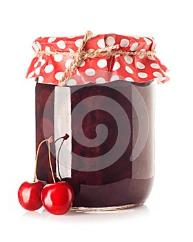 Cherry jam in jar