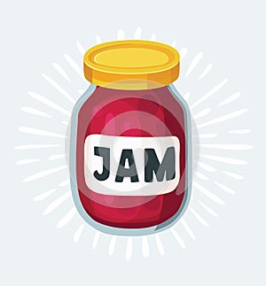 Cherry jam jar icon. Hand drawn vector illustration. Doodle fruit background. Marmalade.