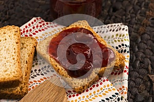 Cherry jam on toast