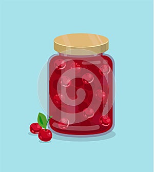 Cherry jam vector illustration