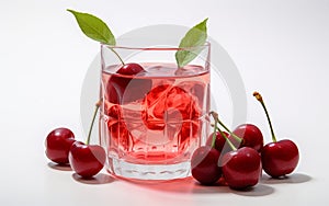 Cherry Juice One Glass Transparent Background