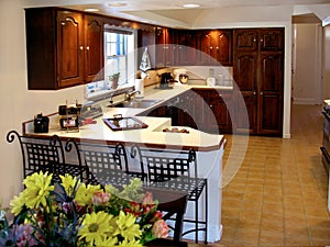 Cherry kitchen with counter