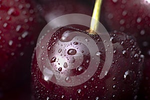 Cherry.  Macro cherry berry with drop of water