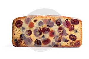 Cherry Madeira cake isolated on white background