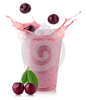 Cherry milkshake in glass